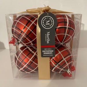 Martha Stewart Christmas Ornaments Plaid Tartan Shatterproof Ornaments